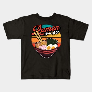 Vintage Ramen Retro Sunset Kawaii Japanese Food Kids T-Shirt